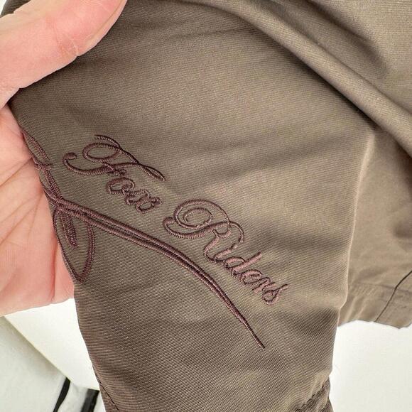 Fox racing shorts womens large L brown y2k 90s padded riding loose baggy grunge - Picture 2 of 8